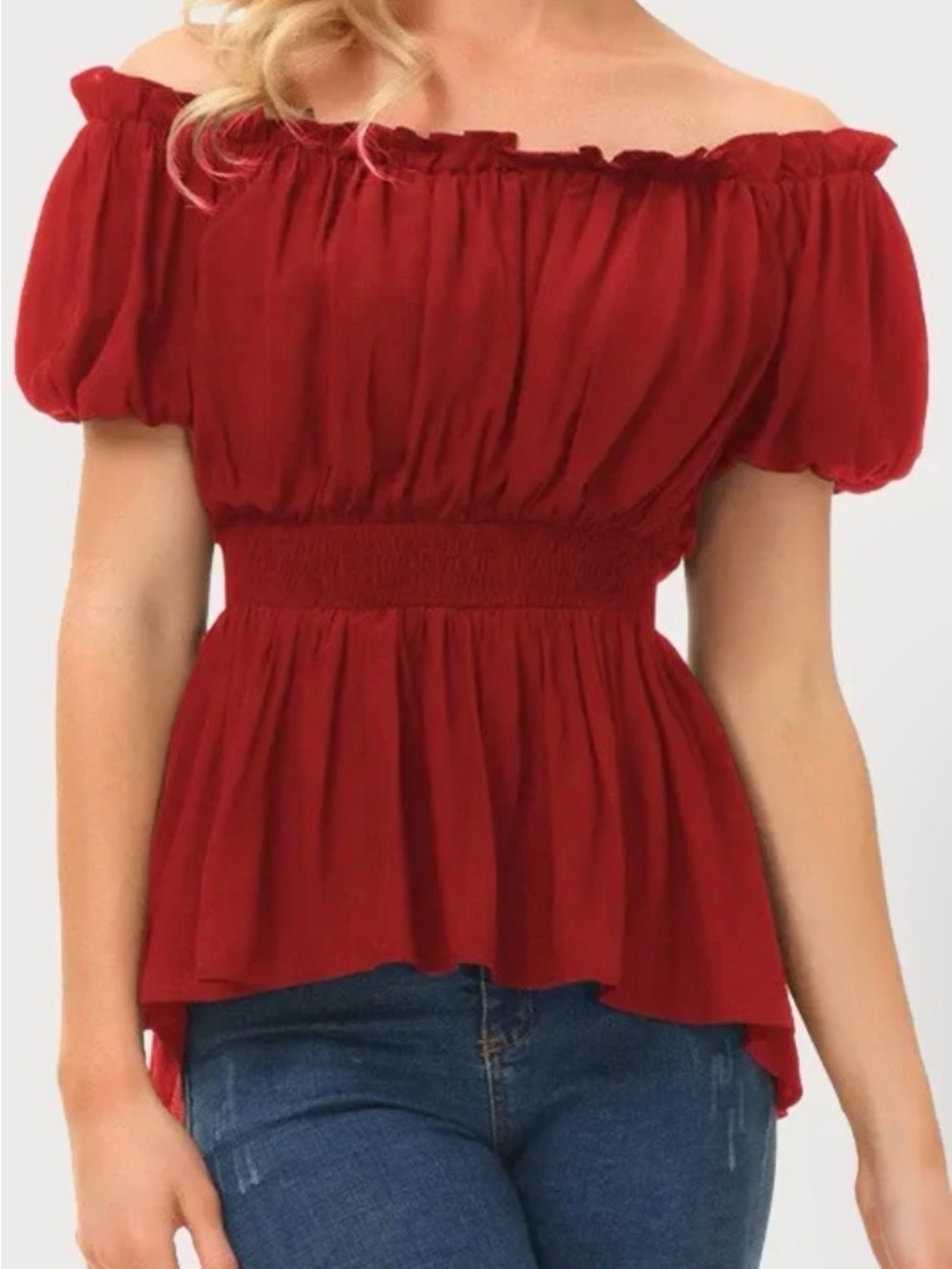 Scarlet Darkness red medieval pirate renaissance off the shoulder top. Sz XL.